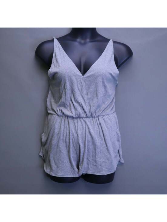 PINK Victoria's Secret Pants - PINK Victoria's Secret Heather Gray Surplice Romper Womens Medium Lounge Pockets